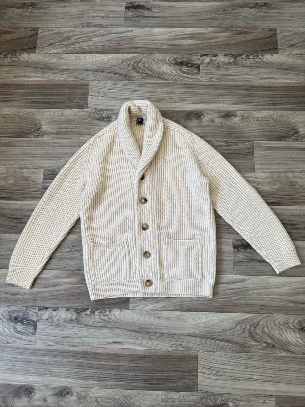 Fedeli Terminillo Cardigan 100% Cashmere in Ivory White Size 48